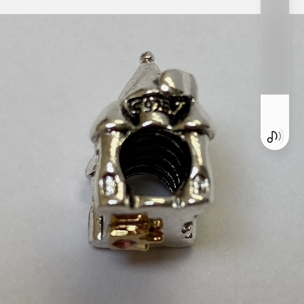 PANDORA CASTLE AUTHENTIC CHARM s925 Ale and 14k gold